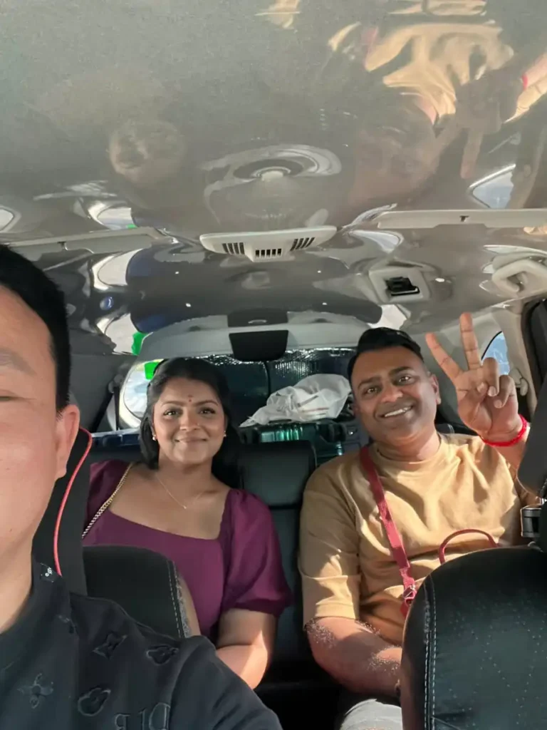 Family travelers with private transfer driver in Vietnam