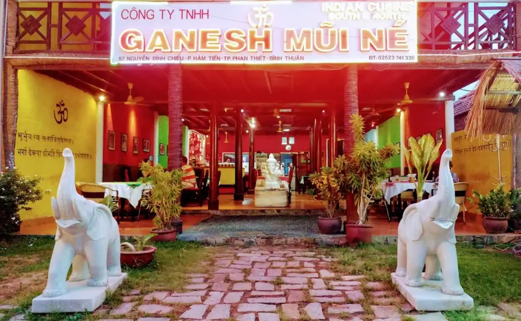 The welcoming entrance of Ganesh Indian Restaurant on Nguyen Dinh Chieu street Mui Ne.